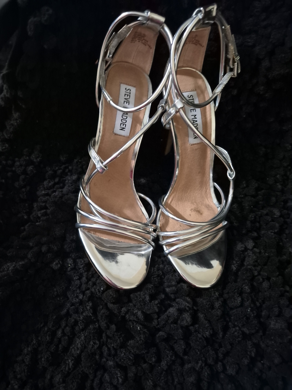 Steve Madden Silver Strappy Stiletto Sandals - Picture 4 of 7